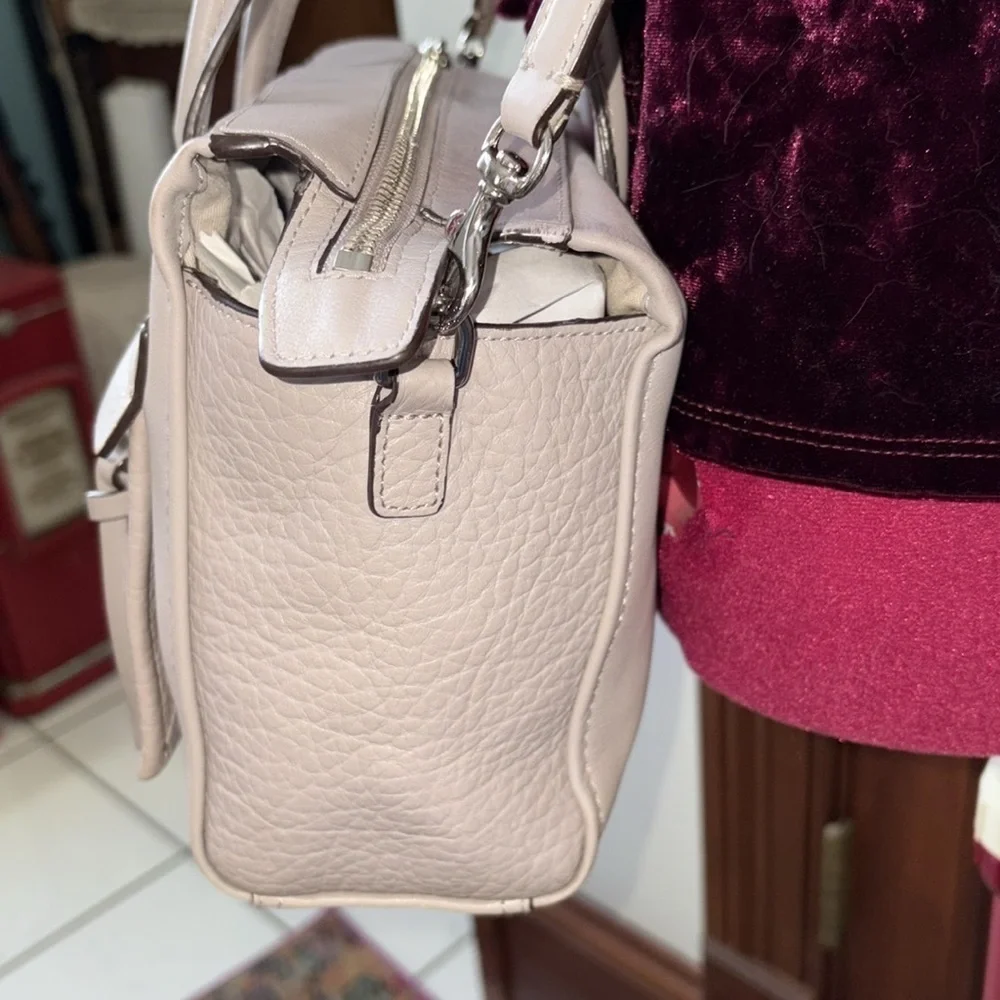 Coach Bleecker  mini Riley Satchel Crossbody bag  leather  gray/taupe excellent